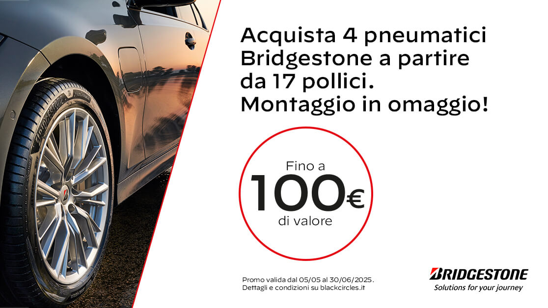 Pneumatici in offerta. Bridgestone fino a 100 euro.